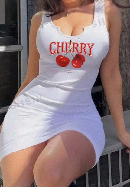 π Zomerse Mini Jurk met Kersenprint π