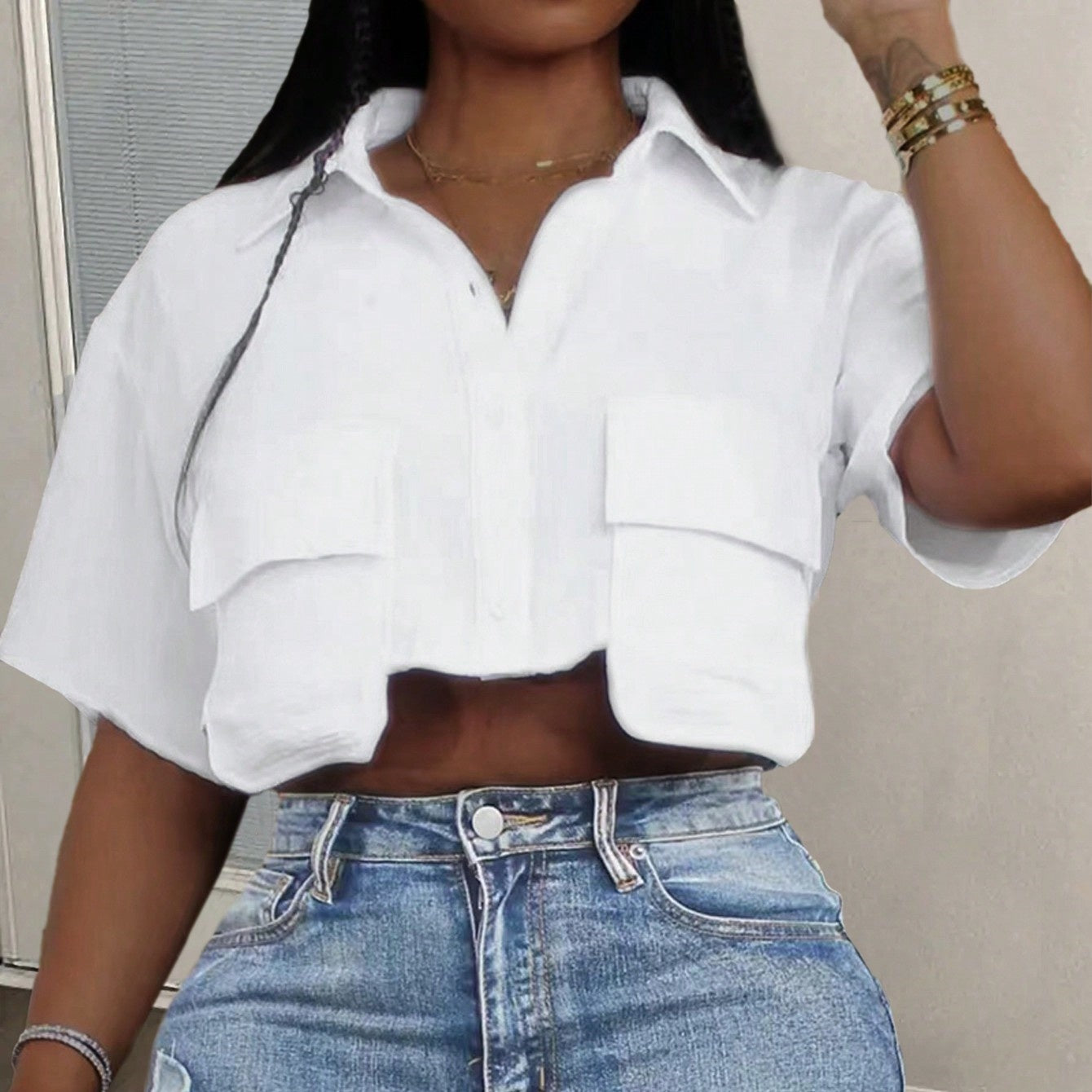 Dames Cropped Poloshirt met Zak