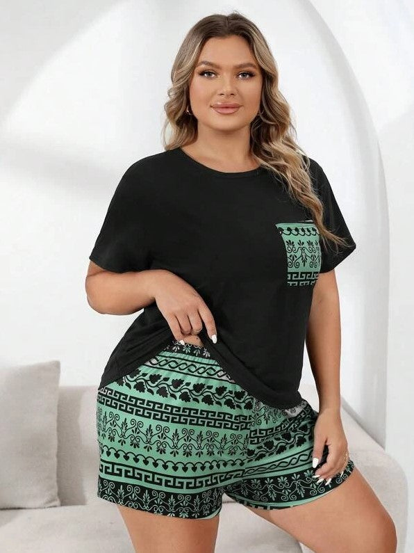 Plus Size Damespyjama met Shorts
