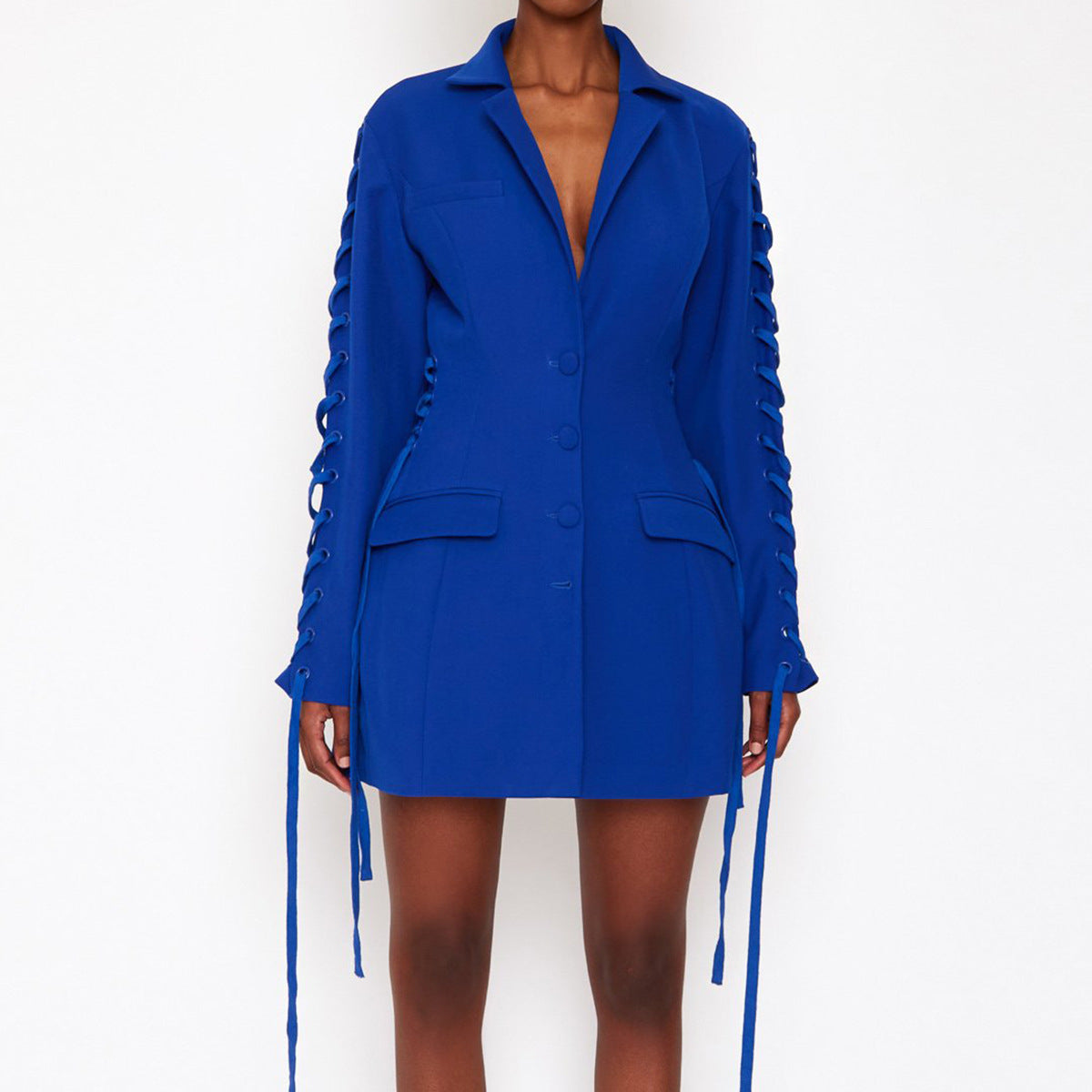 Trendy Blazer Mini Jurk in Blauw