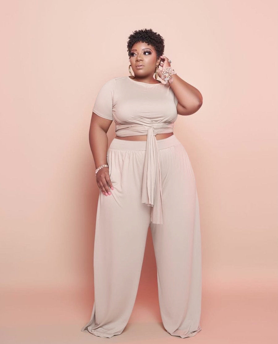 Plus Size 2-Delige Set met Wijde Pijpen