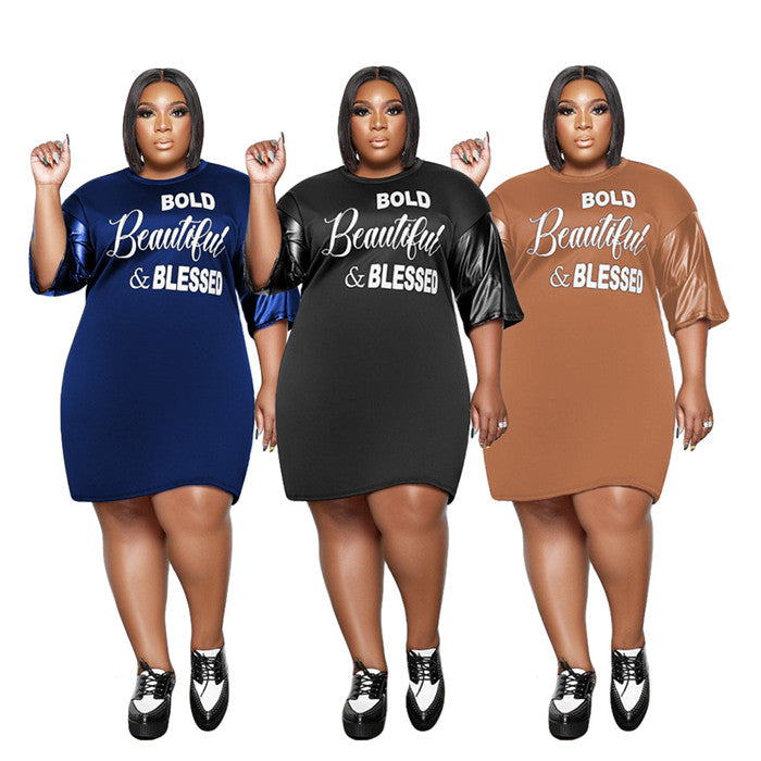 Trendy T-shirt Jurk met Leren Details