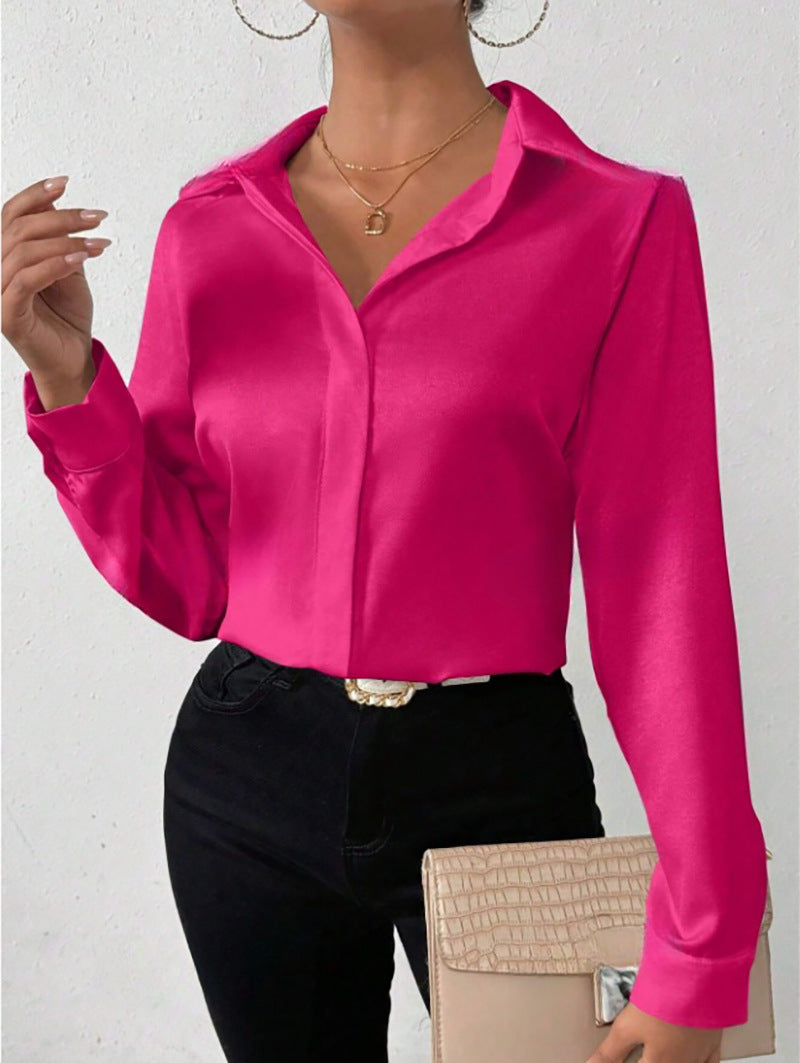 Luxe Satijnen Blouse met Lange Mouwen voor Dames