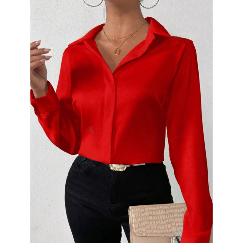 Luxe Satijnen Blouse met Lange Mouwen voor Dames