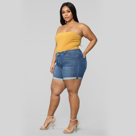 Plus Size Stretch Spijkershorts voor Dames
