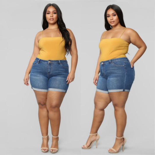 Plus Size Stretch Spijkershorts voor Dames