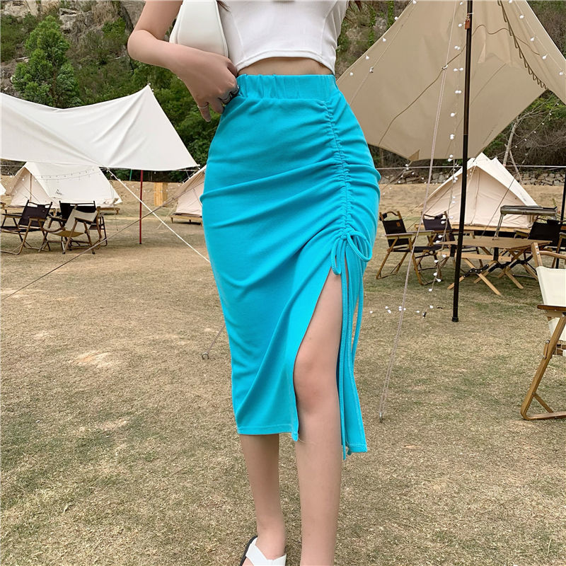 🌟 Hoge Taille Rok met Split en Ruches