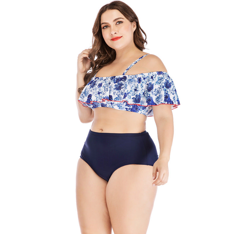 Trendy Plus Size Badpak met Print