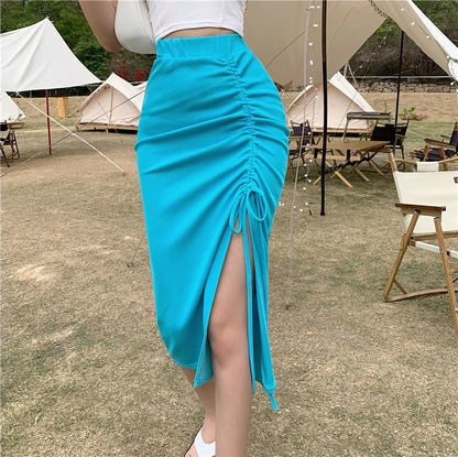 🌟 Hoge Taille Rok met Split en Ruches