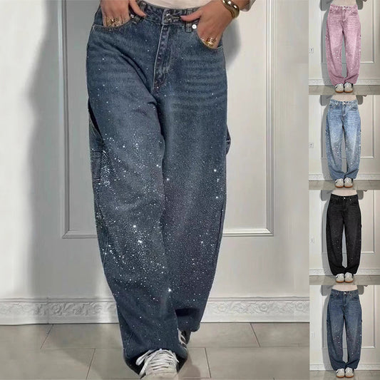 Shiny Straight Jeans met Zakken