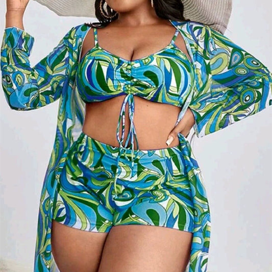 Dames Bloemenprint Bikini Drie-delige Set