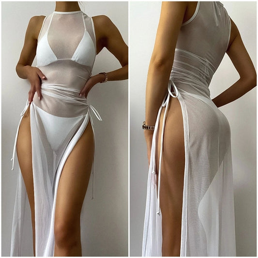 Trendy Bikini Set met Sexy Split Strand Cover-Up
