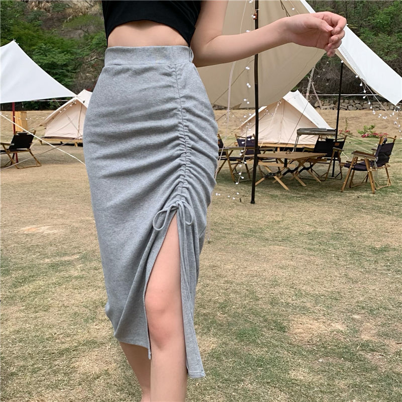 🌟 Hoge Taille Rok met Split en Ruches