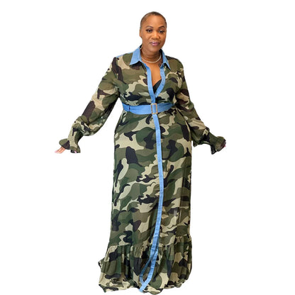 Plus Size Camouflage Maxi Jurk