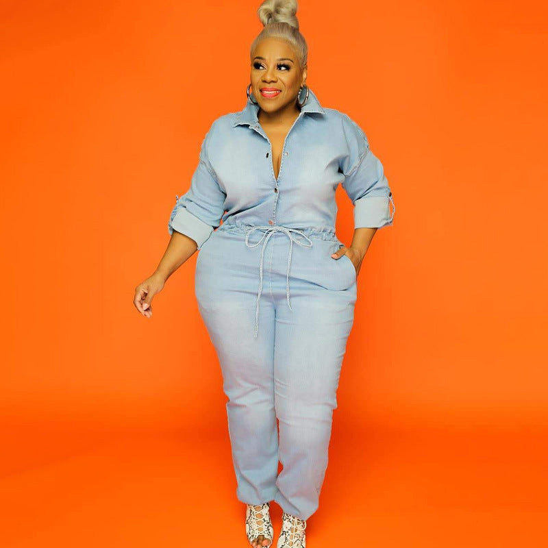 Plus Size Denim Jumpsuit