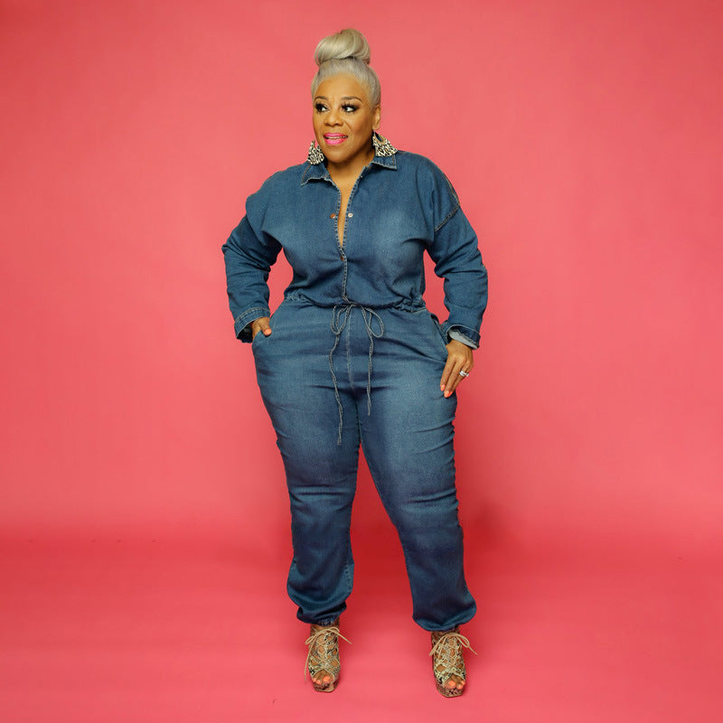 Plus Size Denim Jumpsuit