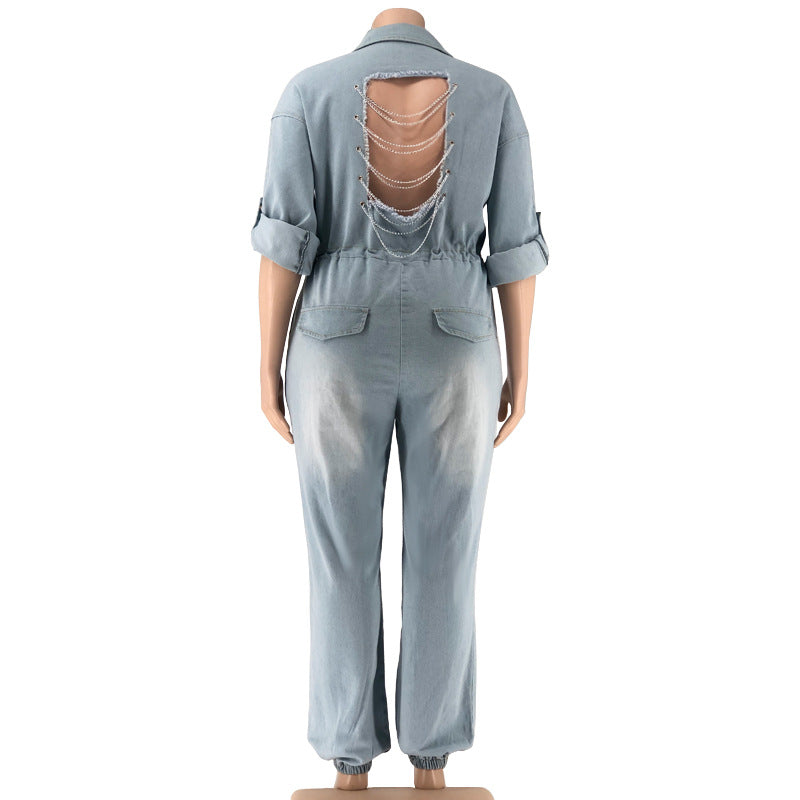 Plus Size Denim Jumpsuit