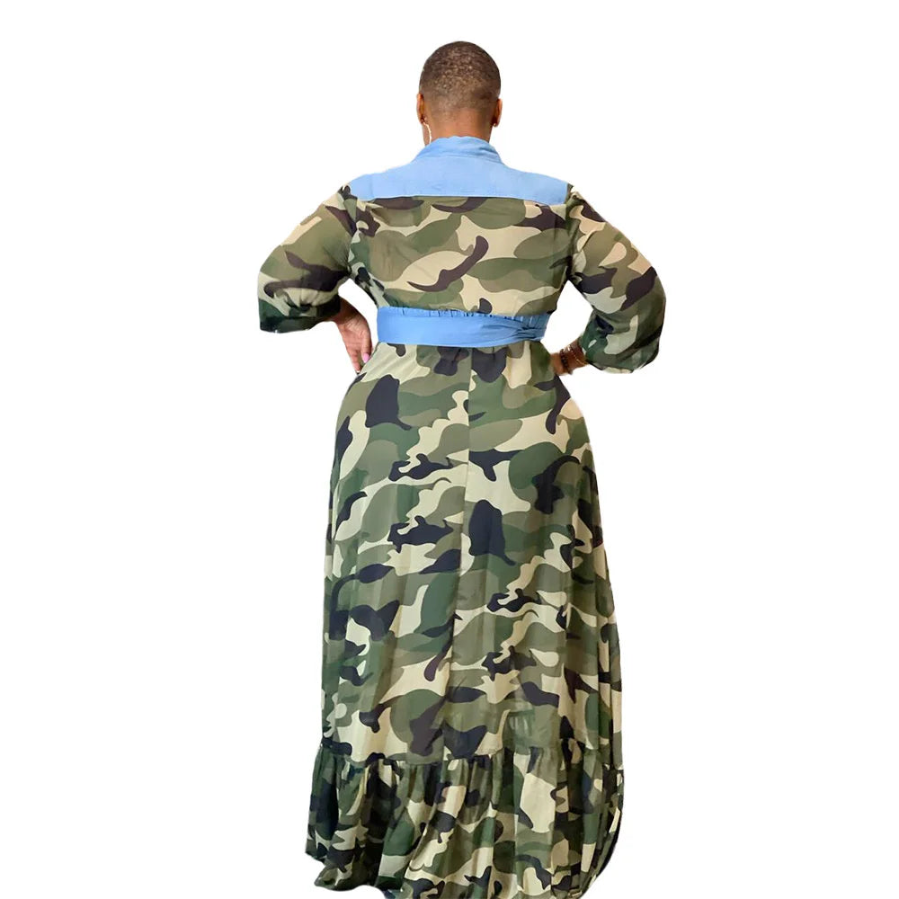 Plus Size Camouflage Maxi Jurk