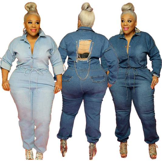 Plus Size Denim Jumpsuit