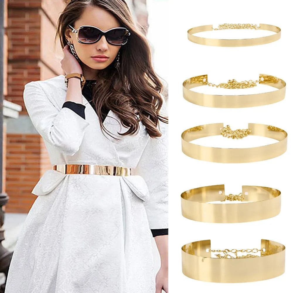 Elegante Goudkleurige Metalen Riem