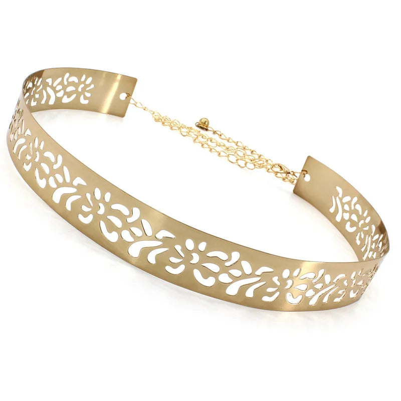Elegante Goudkleurige Metalen Riem