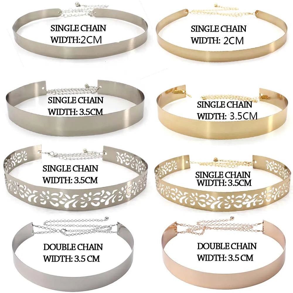 Elegante Goudkleurige Metalen Riem