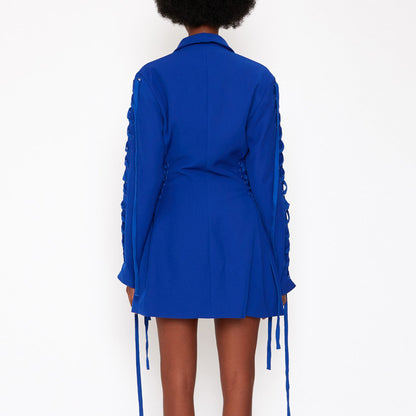 Trendy Blazer Mini Jurk in Blauw