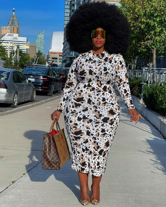 Elegante Plus Size Luipaardprint Jurk