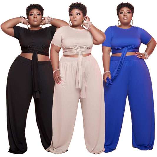 Plus Size 2-Delige Set met Wijde Pijpen