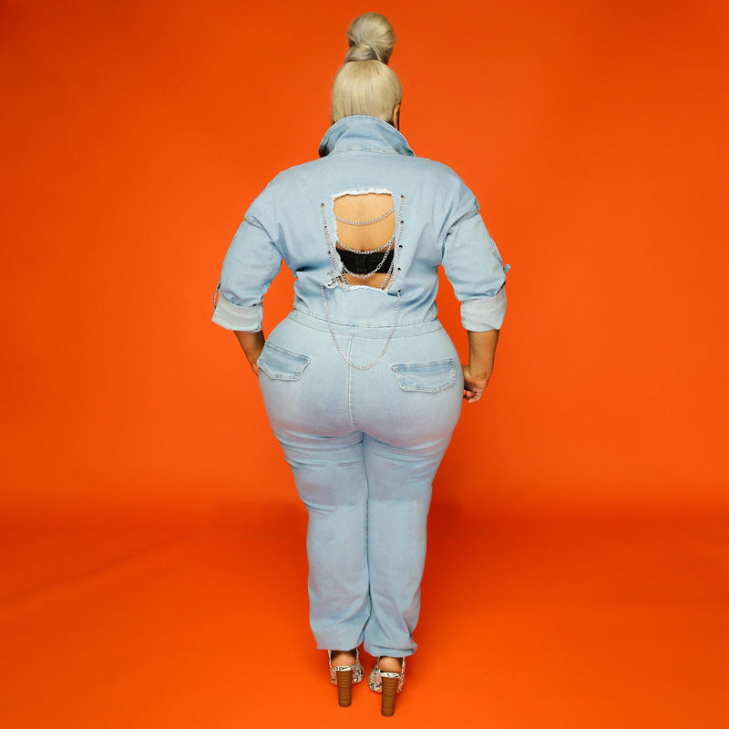 Plus Size Denim Jumpsuit
