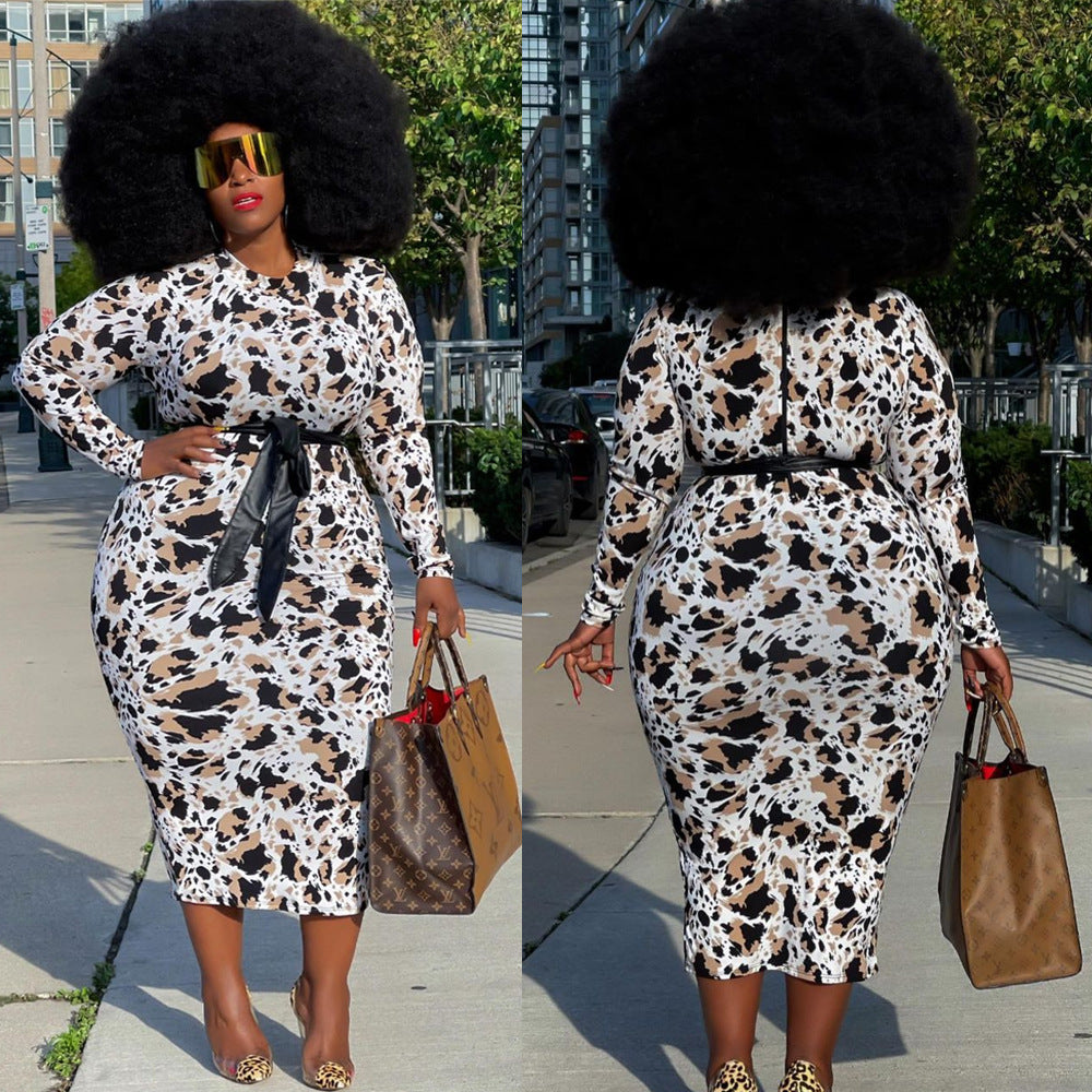Elegante Plus Size Luipaardprint Jurk