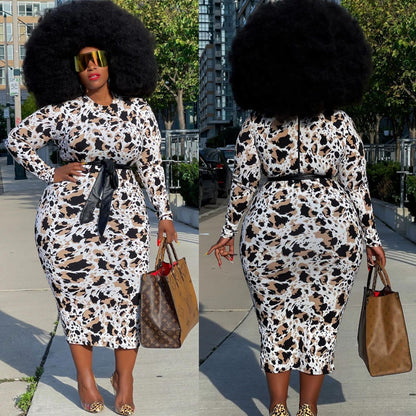 Elegante Plus Size Luipaardprint Jurk