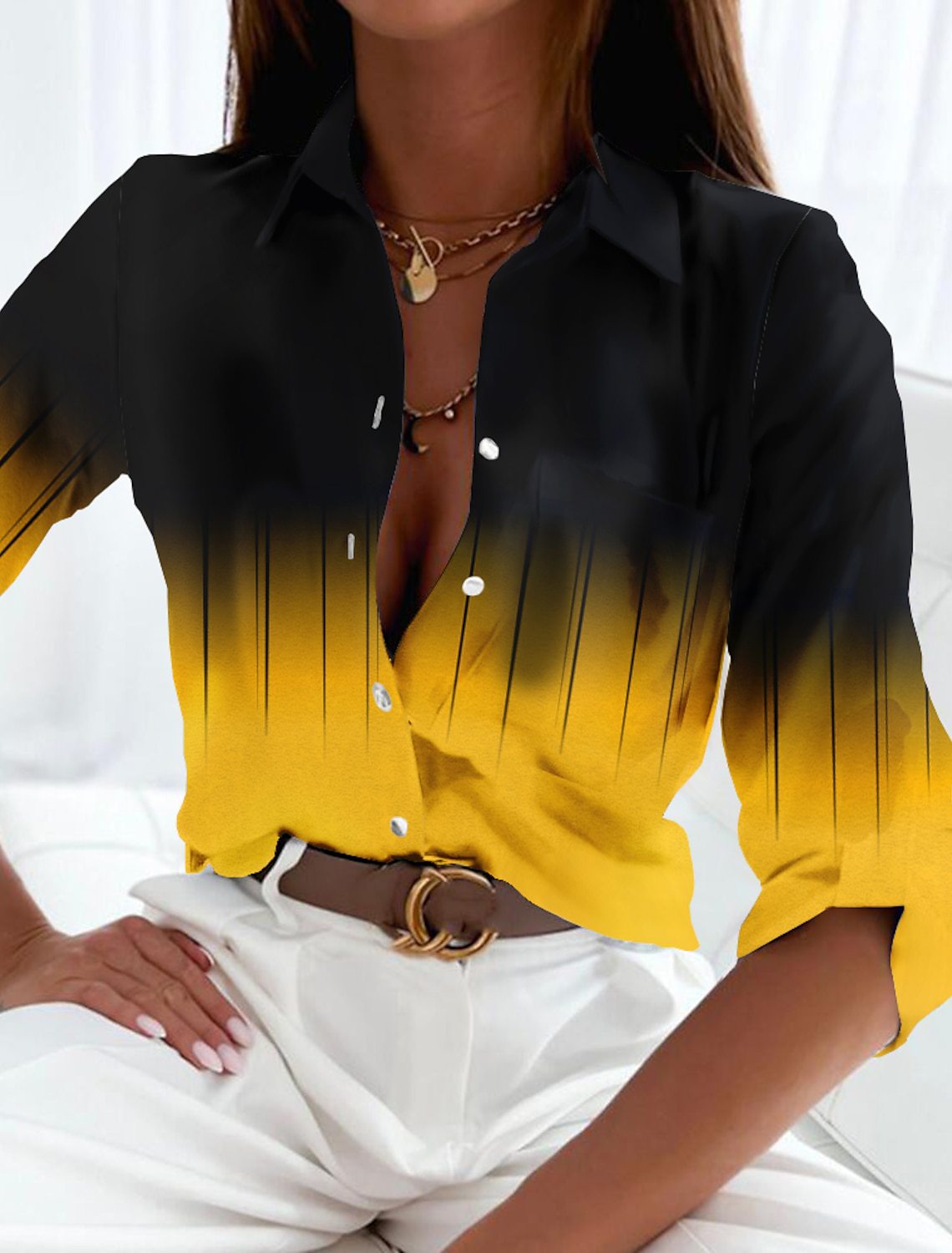 Dames Casual Blouse met Lange Mouwen