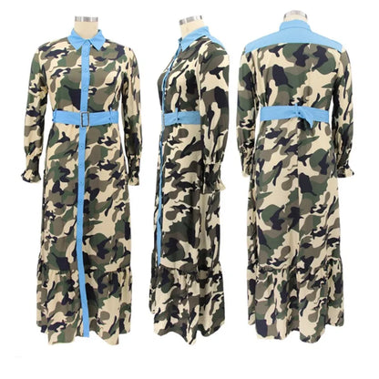 Plus Size Camouflage Maxi Jurk