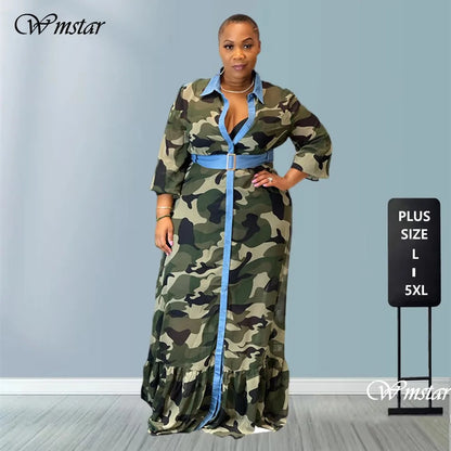 Plus Size Camouflage Maxi Jurk