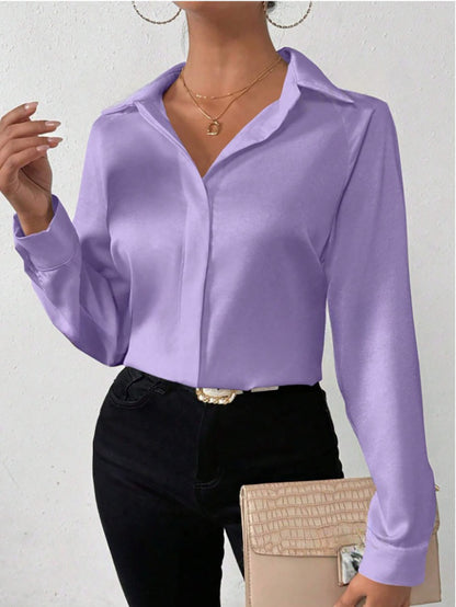 Luxe Satijnen Blouse met Lange Mouwen voor Dames