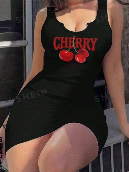 🍒 Zomerse Mini Jurk met Kersenprint 🍒