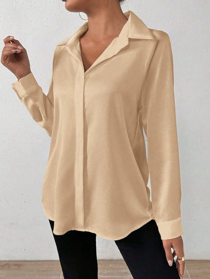 Luxe Satijnen Blouse met Lange Mouwen voor Dames