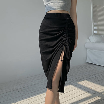 🌟 Hoge Taille Rok met Split en Ruches