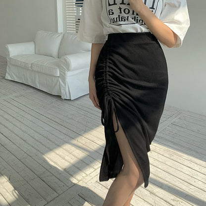 🌟 Hoge Taille Rok met Split en Ruches