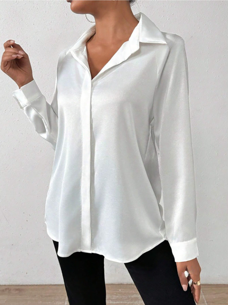 Luxe Satijnen Blouse met Lange Mouwen voor Dames