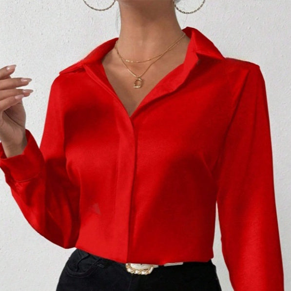 Luxe Satijnen Blouse met Lange Mouwen voor Dames
